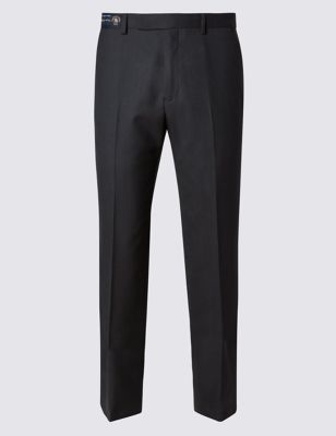 Grey Tailored Fit Flat Front Trousers